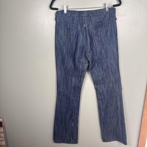 New London Amoureusement Anthony Frym Y2K Dark Wash Slight Flare Sz 29 (30x33.5) - Picture 2 of 16